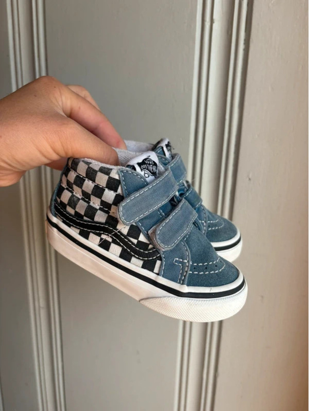 5C Toddler Blue Checkered Velcro Vans